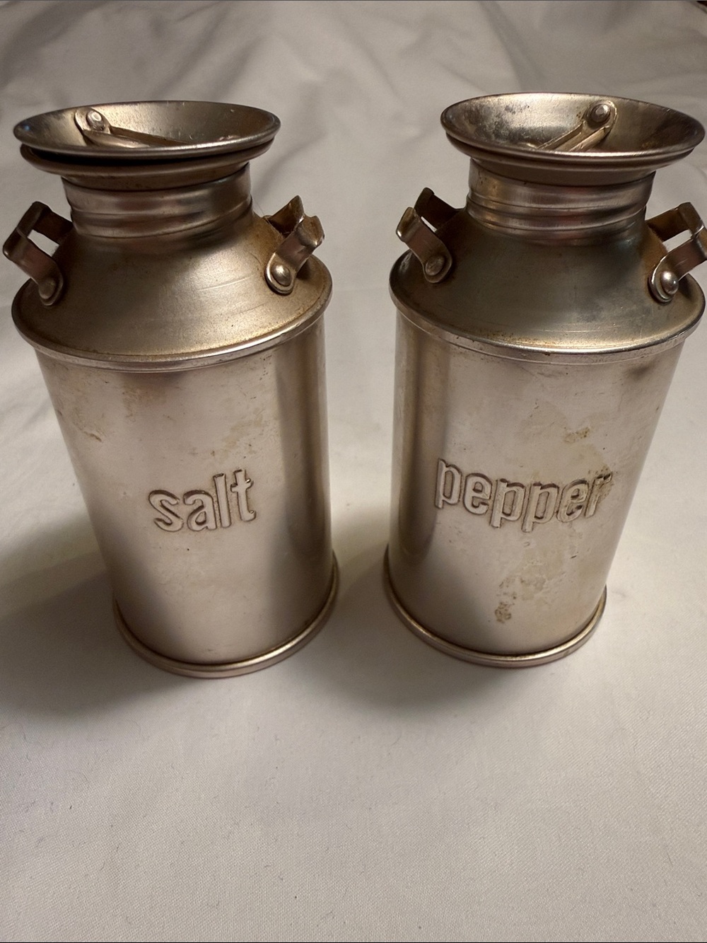 Vintage Silver-Tone Salt & Pepper Shaker Milk Canisters